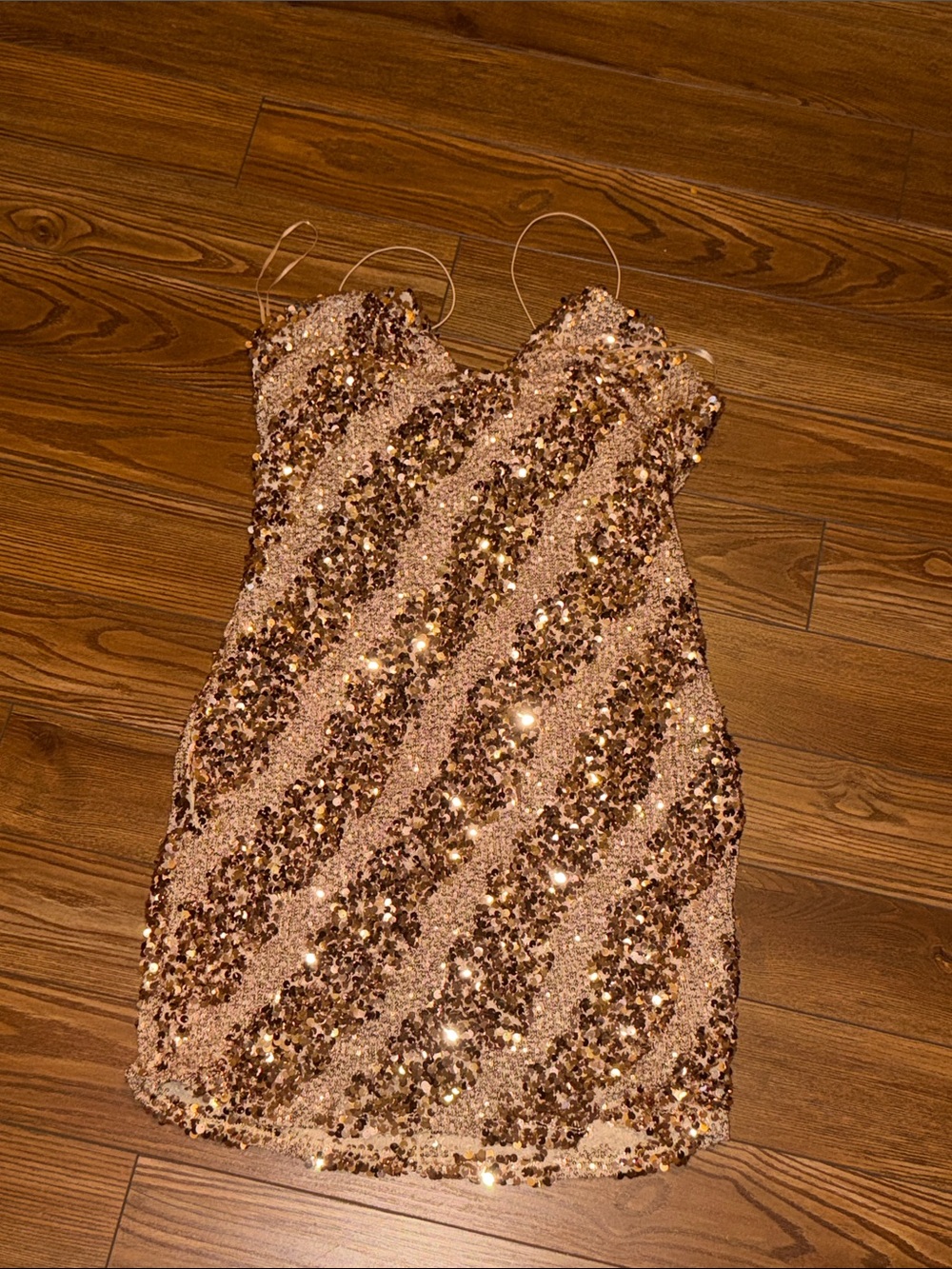 Fashion Nova Rose Gold Sequin Mini Dress